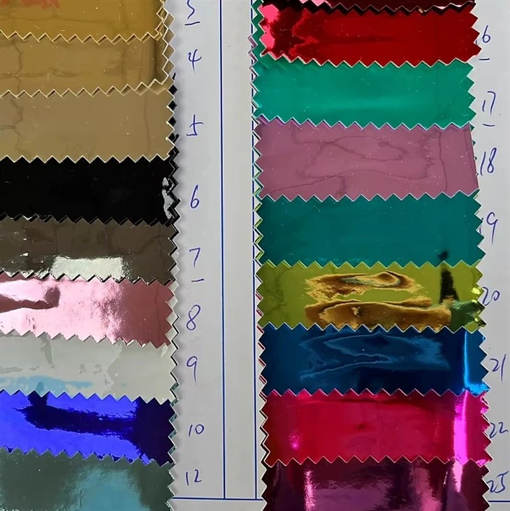 Pearlescent Metallic Leather Pu Foil Mirror Faux Leather Fabric For Handbag